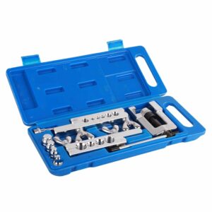 HVAC Flaring Tool Kit 5 Swage Adapters Self Centering Forged Steel Yoke Copper Tubing 1/8 to 3/4 Inch Metric System Ergonomic Design Suitable for Brake Line Air Conditioning...
